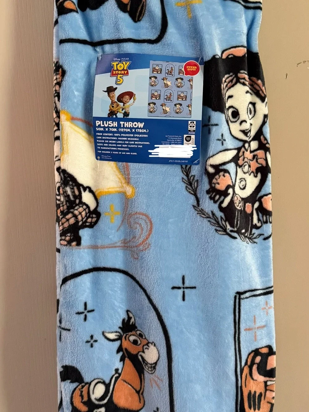 Toy Story 5 Plush Throw Blanket - Blue Character Print